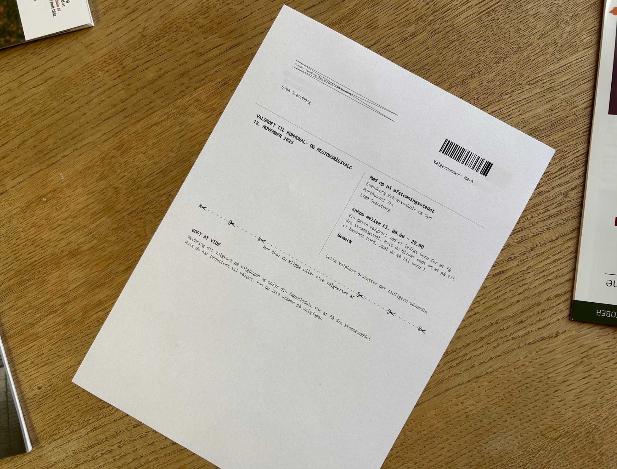 Eksempel på valgkort til kommunalvalget 2025