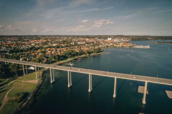 Svendborgsundbroen set fra luften