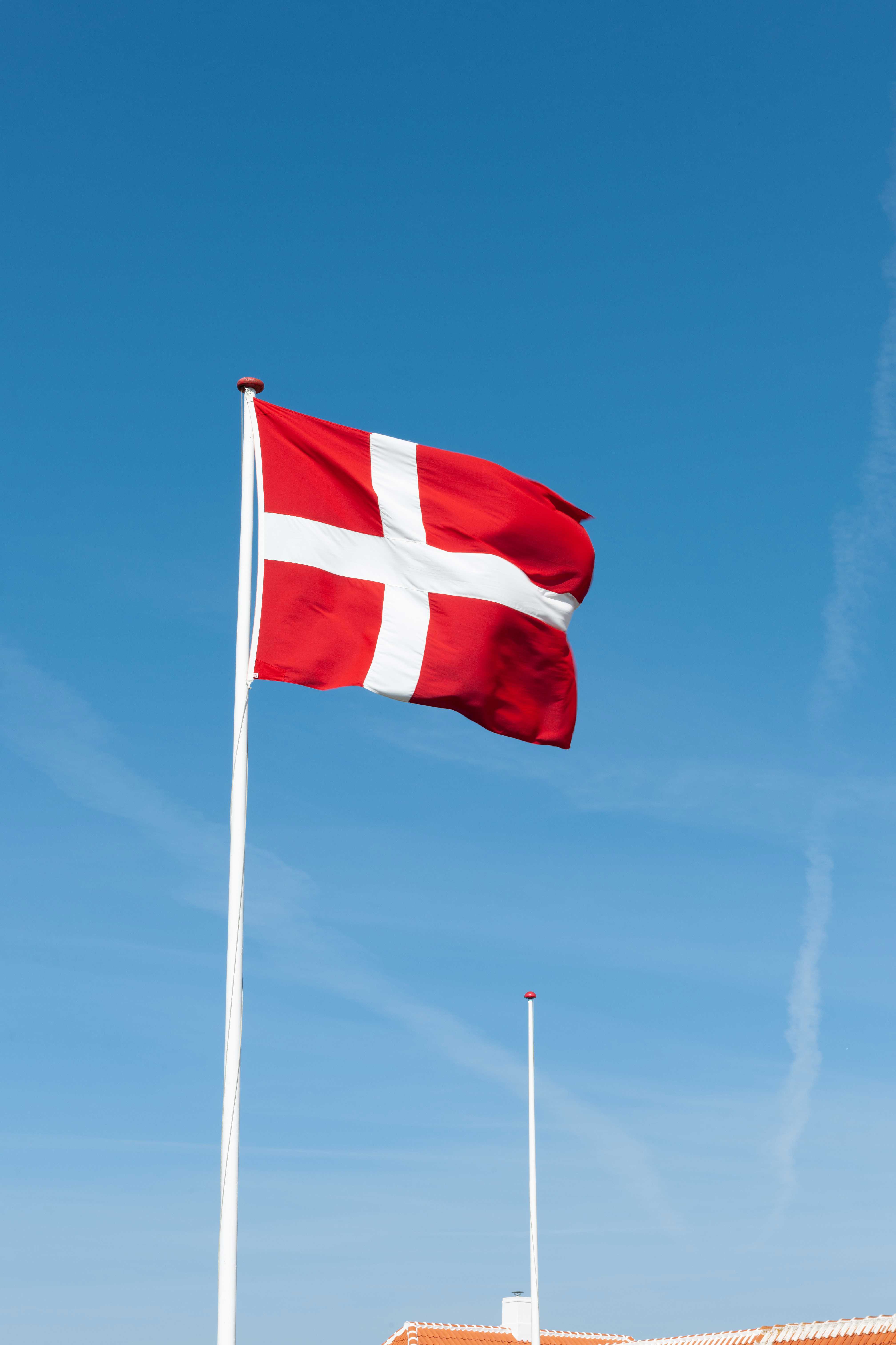 Dannebrog flag på flagstang