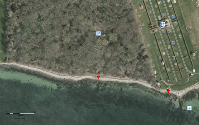 Her ser du en oversigt over de forskellige steder ved stranden.