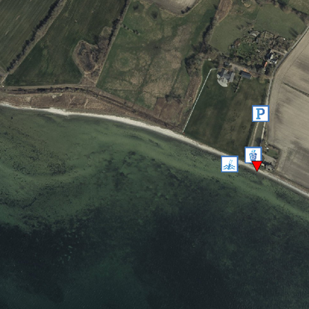 Her ser du en oversigt over de forskellige steder ved stranden.