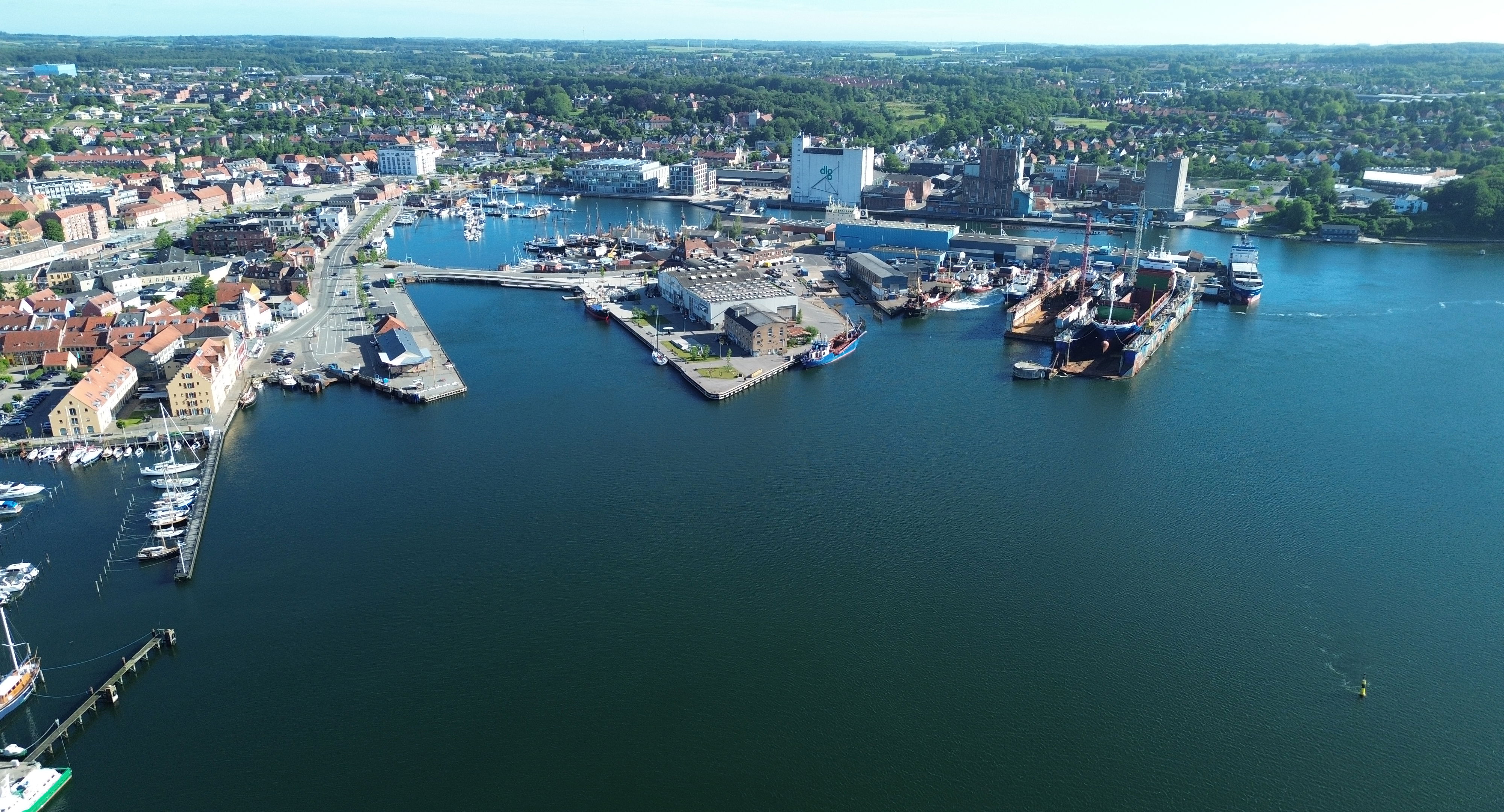 Dronebillede af Svendborg Havn